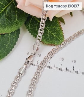 Цепочка родированая 5мм, комбинирований переплет, длина 45см, Хuping 190197 фото