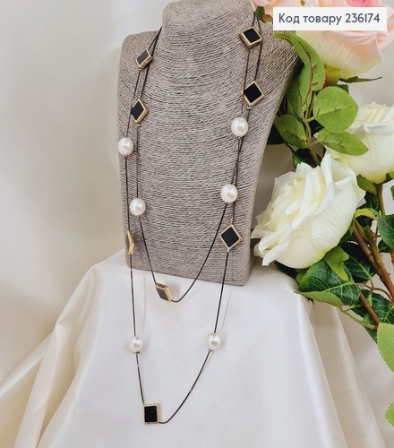 ¶Бижутерия на шею Бусы двойные серебряные с жемчужинами 78+5 см 236174 фото 1