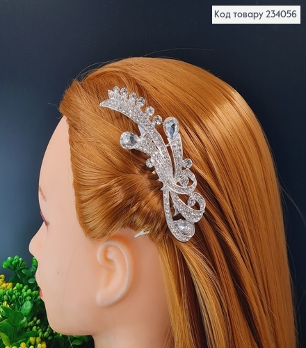 Гребень для волос в камнях 10см, серебряного цвета 234056 фото 1