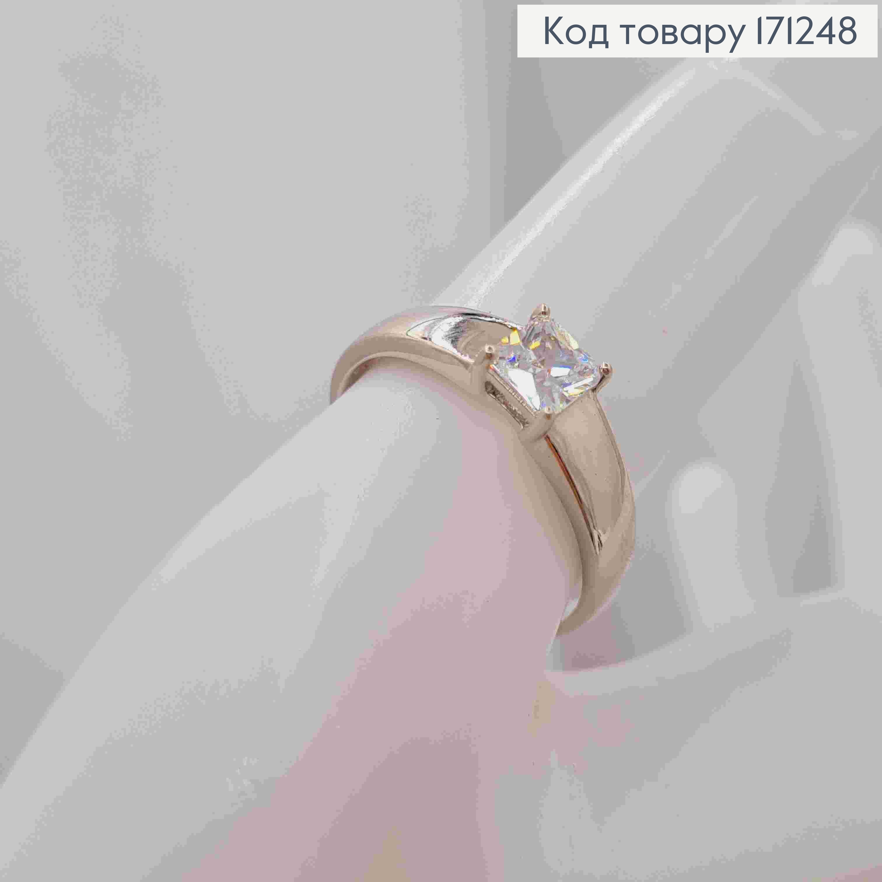 Перстень родованный с сияющим квадратным камнем, Xuping 171248 фото 2