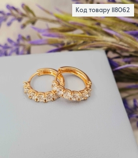 Серьги кольца с Блестящими камешками, диаметр 1,7см, Xuping 18К 118062 фото