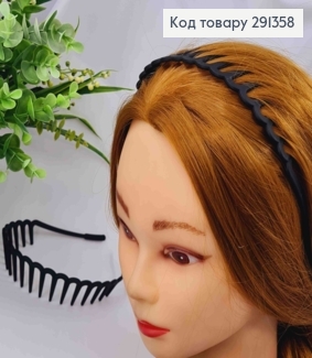 Обруч пластик, матовый Расческа, ЧЕРНОГО цвета, 3,6см 291358 фото