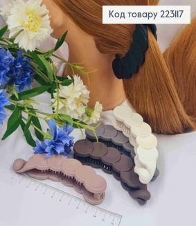 Заколка банан (10,5см) "Круглые пластинки", матовых, коричневых оттенков в ассортименте. 223117 фото