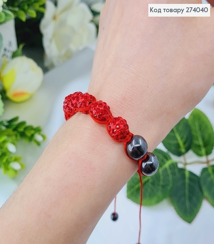 Браслет красная нить с бусинками 274040 фото 2