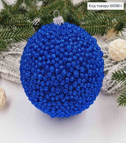 Игрушка новогодний шар 100мм Декор СИНИЙ, Украина 610181-1 фото 1