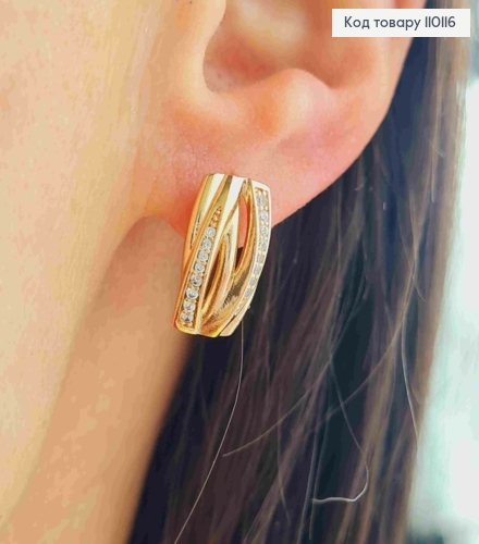 Серьги украшены Блестящими камешками, длина 1,5см, английская застежка, Xuping 18K 110116 фото 1