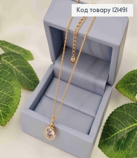 Ланцюжок Якірне плетіння з підвіскою Камінець в оправі (10мм), довжина 40+5см, Xuping 18K 121491 фото