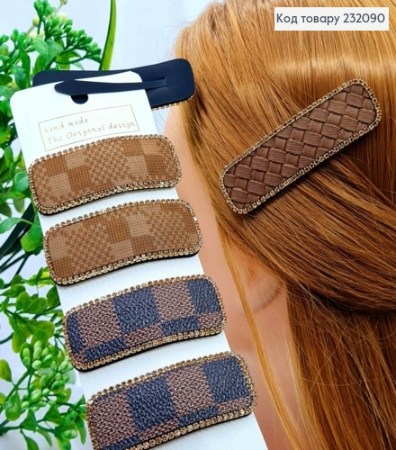 Заколка Тик-Так, Прямоугольная в ассортименте украшена стразами, Пастельные цвета в ассорт, 8см. 232090 фото 1