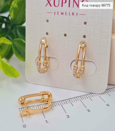 Серьги "Шпилька" с Блестящими камешками, 1,7см, английская застежка, XUPING 18K 118775 фото 2