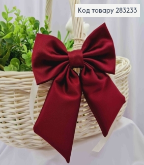 Повязка для корзины Бантик, Бордового цвета на завязках, плотный атлас, 13*17см, ручная работа 283233 фото