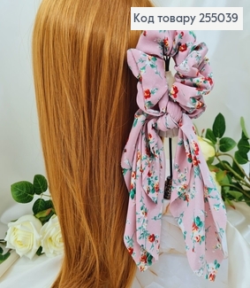 Резинка  Твіллі Темно рожева  Квіти  9*27см, (ручна робота,Україна) 255039 фото