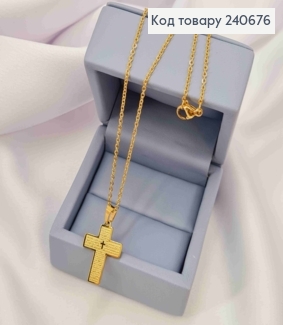 Цепочка лимонного цвета, с подвесным Крестом (2,1*1,6см), длина 55см, сталь Stainless Steel 240676 фото