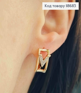 Серьги "Victoria" с Блестящими камешками, 1,5см, английская застежка, Xuping 18К 118683 фото