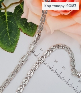 Цепочка родированая 5мм. длина 50см, плетение улитка Xuping  190183 фото