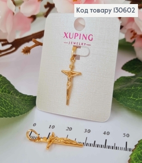 Крестик тоненький с распятием, размер 2,5*1,2см, Xuping 18K 130602 фото