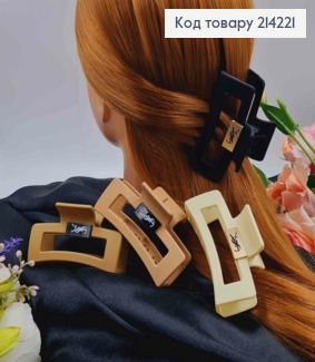 Краб пластик, прямоугольный, матовый, с пластинкой "Луи Витон", 8,5см, цвета в ассорт. 214221 фото