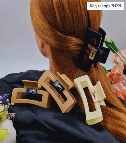 Краб пластик, прямоугольный, матовый, с пластинкой "Луи Витон", 8,5см, цвета в ассорт. 214221 фото 1