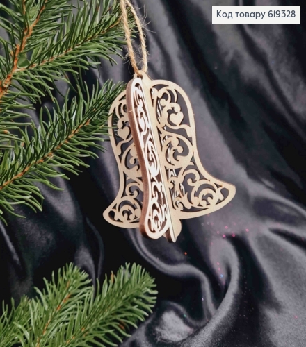 Игрушка на елку деревянная, Колокольчик, 9*9см, Украина 619328 фото 1