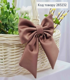 Повязка для корзины Бантик, цвета Капучино на завязках, плотный атлас, 13*17см, ручная работа 283232 фото