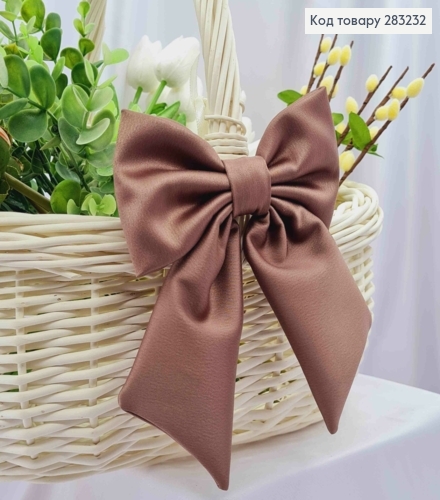 Повязка для корзины Бантик, цвета Капучино на завязках, плотный атлас, 13*17см, ручная работа 283232 фото 1