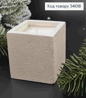 Cвічка стакан (гіпс), Біло-Перламутрового кольору, 65*65*65мм, 8год/горіння, YUNIOR CANDLE 341018 фото