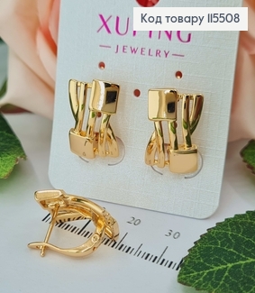 Серьги "Куба" 2см, англ. зам. Xuping 18K 115508 фото