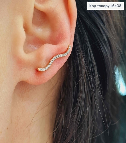 Серьги крючки,линейка из камешков, 2см, Xuping 18K 116408 фото 1