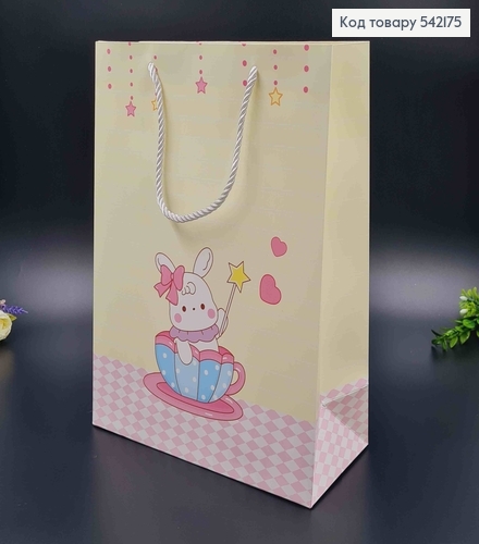 Пакет паперовий, "З милими зайчушками" приємних кольорів, 32*25*11,5см в асорт. 542175 фото 2