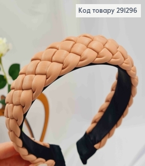 Обруч з екошкіри, плетений Косичка, РОЖЕВОГО кольору, шир. 3см 291296 фото