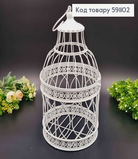 Декоративна клітка, метал, білого кольору, кругла, висота 36см, Польща 591102 фото