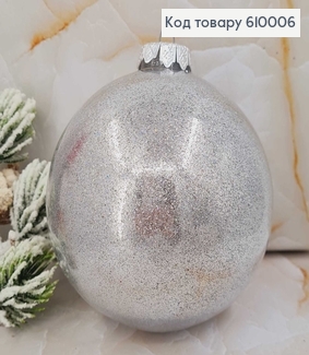 Игрушка шар 100 мм Льдинка серебро 610006 фото