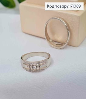 Кольцо родованное украшено Блестящими камнями, Xuping 171089 фото