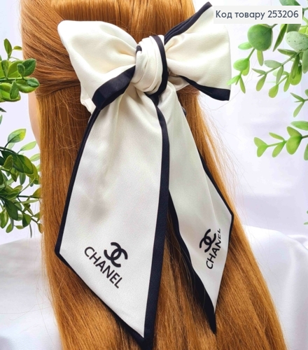 Резинка-трансформер CHANEL (резинка 9см+ зав"язка 80см),біла, АТЛАСНА, ЯКІСНА 253206 фото 1