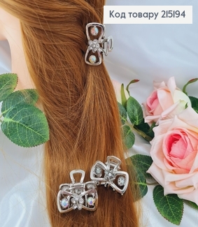 Краб метал Бантик с камнями, 4см, в ассорт. 215194 фото