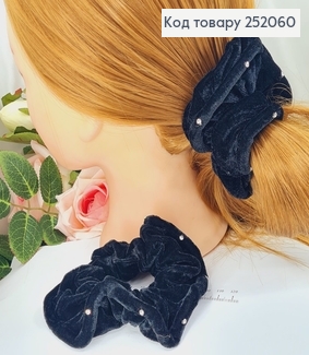 Резинка велюр об'ємна з камінцями 252060 фото