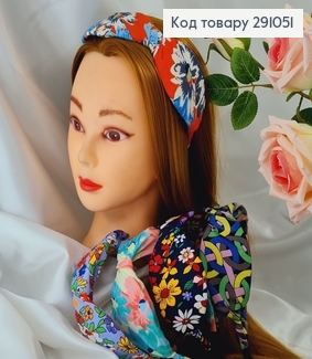 Обруч металл Большой бант с цветами в асс. 291051 фото