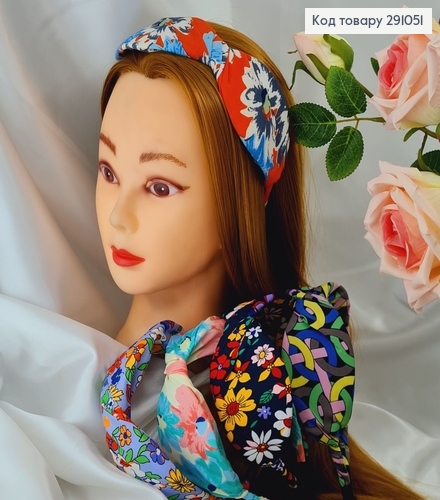 Обруч металл Большой бант с цветами в асс. 291051 фото 1