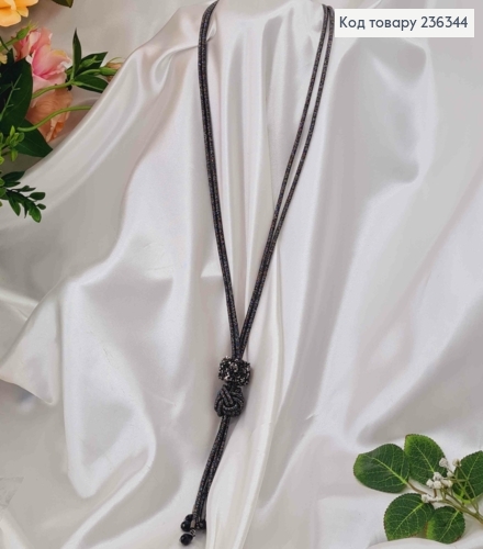 Бижутерия на шею в Серых тонах, с Узлом и шаром в камнях, дл. 50см 236344 фото 1