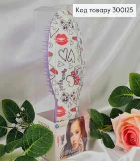 Щетка для волос, Spazzola (тангл тизер),Фиолетовая с Сердечками, большая(21*8), качественный Китай 300125 фото