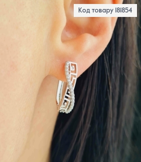 Серьги родованные ВЕРСАЧЕ овальные украшены Блестящими камешками, 1,8см, английская застежка, Xuping 181854 фото