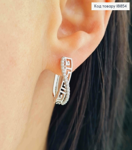 Серьги родованные ВЕРСАЧЕ овальные украшены Блестящими камешками, 1,8см, английская застежка, Xuping 181854 фото 1