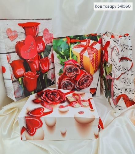 Пакет бумажный средний  Роза блеск 31,5х26см в асс. 541060 фото 1