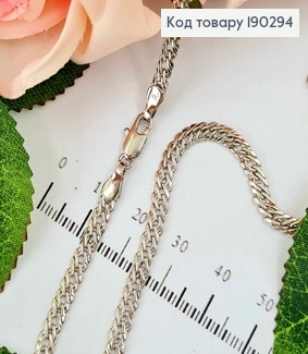 Цепочка, плетение двойной ромб, шир.4мм, дл. 55см., Xuping 190294 фото