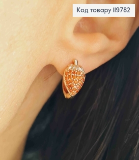 Серьги кольца "Клубничка" украшены Красными камешками, диаметр 1,2см, Xuping 18K 119782 фото