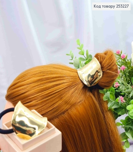 Резинка с брошью Золотого цвета, резинка 5см, брошь 4см 253227 фото 1