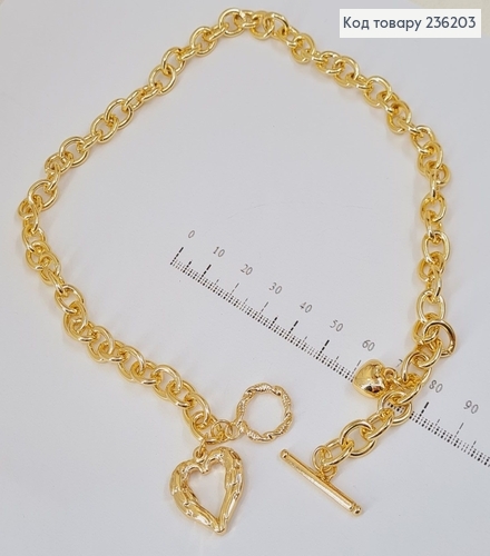 Біжутерія на шию  Ланцюжок з сердечком золотий 40 см 236203 фото 1