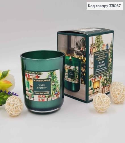 Аромасвічка  СОЄВА,дерев"яний гніт, WARM EVENING(balsamic spruce twigs,lemon,clove,tonka bean),150г 331067 фото 1