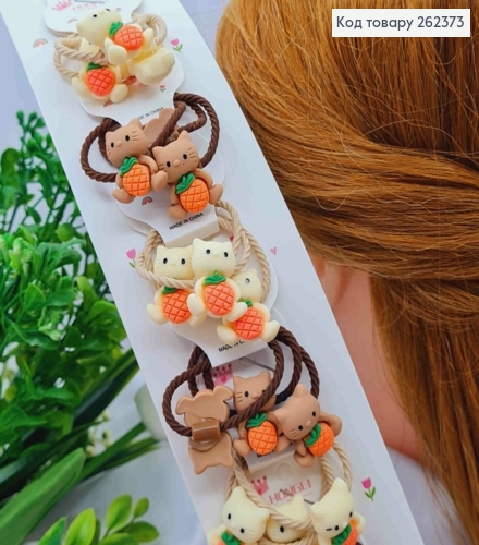 Набір резинок (30шт) КОШЕНЯТКА, Бежеві пастельні кольори, резинка 3см, кошеня 2,5*2см 262373 фото 1