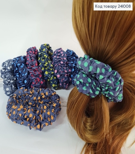 Резинка об'ємна тканина з орнаментом горох в асорт. 241008 фото 1