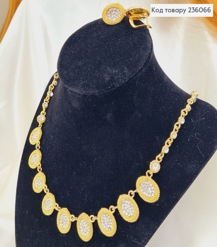 Набор колье и серьги овал в камнях золотой 236066 фото 1